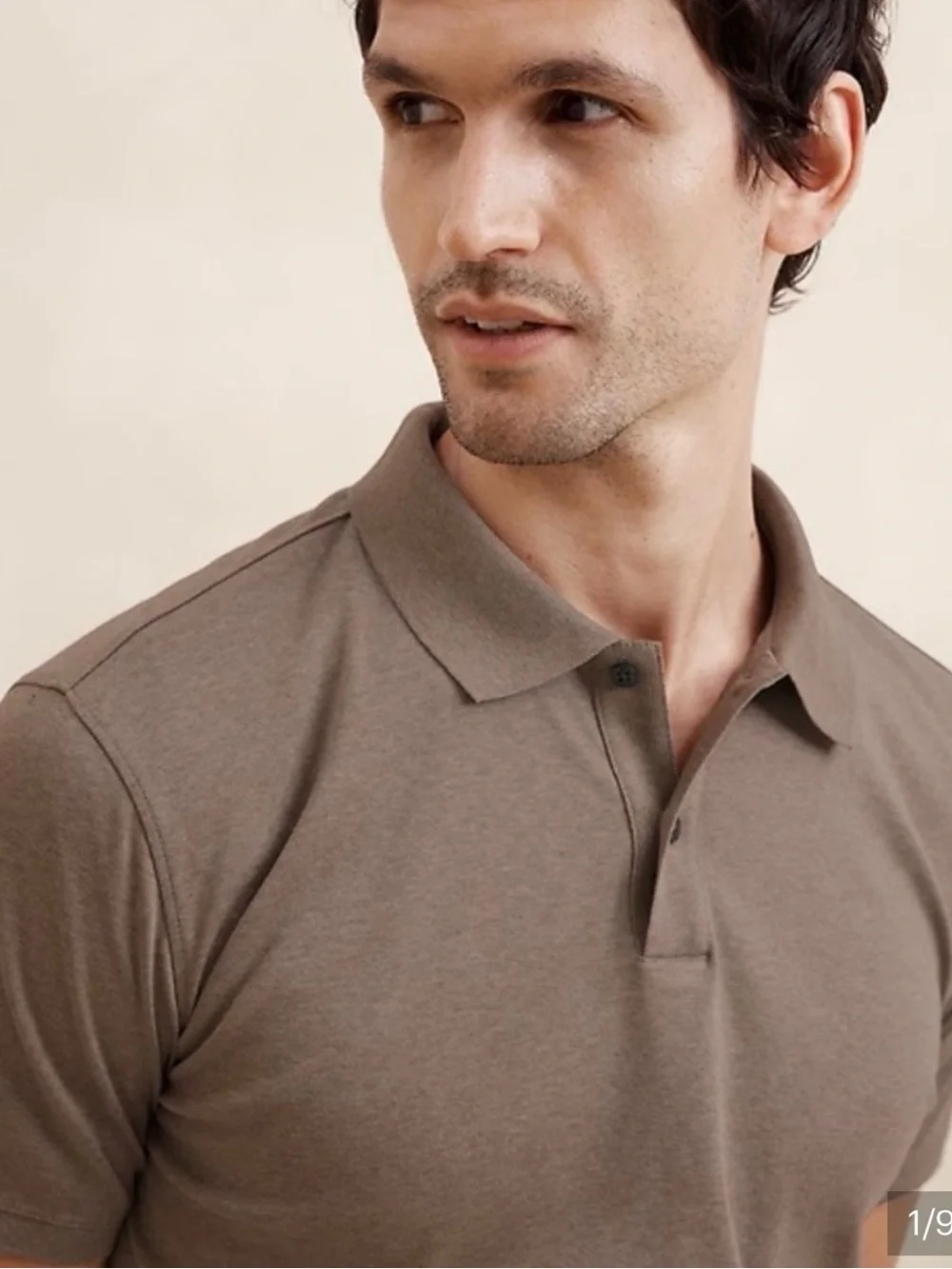 Banana Republic Luxe Touch Polo in Toasted Brown Heather, Size L